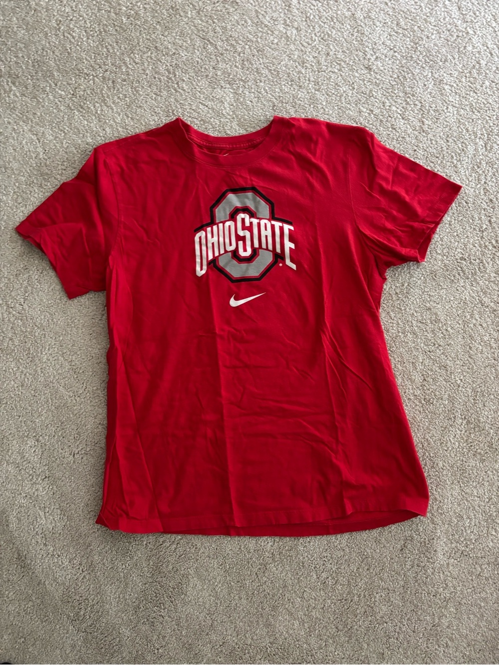 Nike Red crewneck tee with white OHIO STATE logo